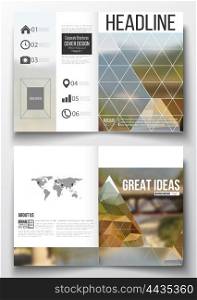 Set of business templates for brochure, magazine, flyer, booklet or annual report. Colorful polygonal backdrop, blurred background, nature landscape, modern stylish triangle vector texture.