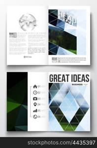 Set of business templates for brochure, magazine, flyer, booklet or annual report. Colorful polygonal backdrop, blurred natural background, modern stylish triangle vector texture.