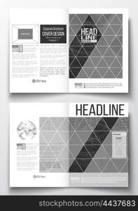 Set of business templates for brochure, magazine, flyer, booklet or annual report. Microchip background, electrical circuits, construction with connected lines, scientific or digital design template