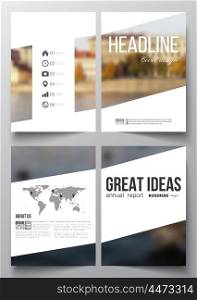 Set of business templates for brochure, magazine, flyer, booklet or annual report. Blurred image, urban landscape, cityscape, modern stylish vector.