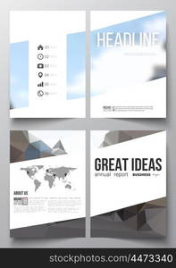 Set of business templates for brochure, magazine, flyer, booklet or annual report. Polygonal background, blurred image, urban landscape, modern stylish triangular vector texture.