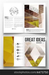 Set of business templates for brochure, magazine, flyer, booklet or annual report. Colorful polygonal backdrop, blurred natural background, modern stylish triangle vector texture.