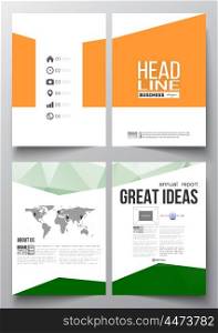 Set of business templates for brochure, magazine, flyer, booklet or annual report. Background for Happy Indian Independence Day celebration with Ashoka wheel and national flag colors, vector illustration.