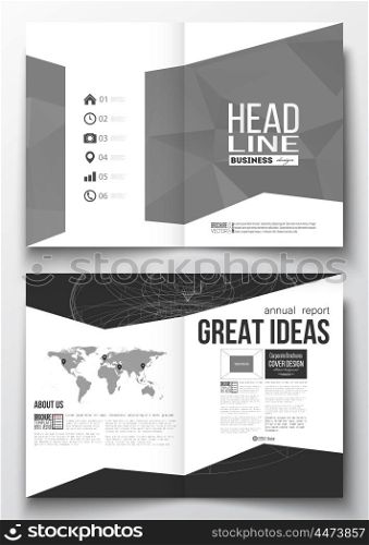 Set of business templates for brochure, magazine, flyer, booklet or annual report. Construction with connected lines, polygonal texture, scientific or digital design template