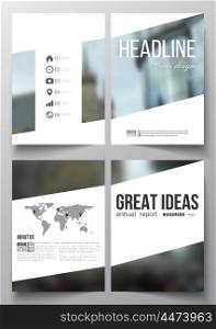 Set of business templates for brochure, magazine, flyer, booklet or annual report. Blurred image, urban landscape, modern stylish vector texture.
