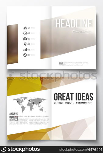 Set of business templates for brochure, magazine, flyer, booklet or annual report. Colorful polygonal backdrop, blurred natural background, modern stylish triangle vector texture.