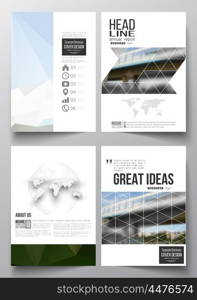 Set of business templates for brochure, magazine, flyer, booklet or annual report. Colorful polygonal background, blurred image, urban scene, modern stylish triangular vector texture.