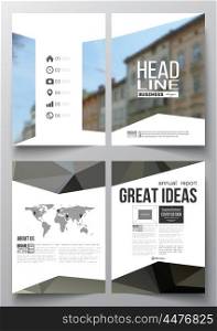Set of business templates for brochure, magazine, flyer, booklet or annual report. Polygonal background, blurred image, modern triangular texture.