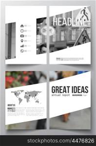 Set of business templates for brochure, magazine, flyer, booklet or annual report. Blurred image, urban landscape, cityscape, modern texture.