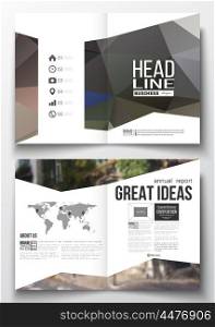 Set of business templates for brochure, magazine, flyer, booklet or annual report. Polygonal background, blurred image, urban landscape, street in Montmartre, Paris cityscape, modern vector texture.