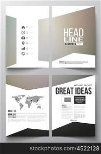 Set of business templates for brochure, magazine, flyer, booklet or annual report. Abstract blurred background, modern stylish dark vector texture.