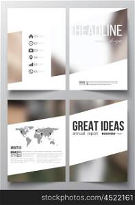 Set of business templates for brochure, magazine, flyer, booklet or annual report. Blurred image, urban landscape, modern stylish vector texture.