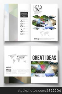 Set of business templates for brochure, magazine, flyer, booklet or annual report. Abstract colorful polygonal background, natural landscapes, geometric, triangular style vector illustration.