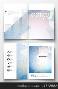 Set of business templates for brochure, magazine, flyer, booklet or annual report. Abstract colorful polygonal background, modern stylish triangle vector texture.