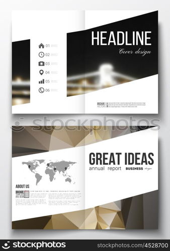 Set of business templates for brochure, magazine, flyer, booklet or annual report. Colorful polygonal background, blurred image, modern stylish triangular vector texture.