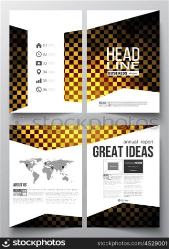 Set of business templates for brochure, magazine, flyer, booklet or annual report. Abstract polygonal background, modern stylish square design golden vector texture.