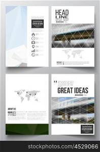Set of business templates for brochure, magazine, flyer, booklet or annual report. Colorful polygonal background, blurred image, urban scene, modern stylish triangular vector texture.