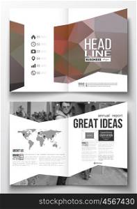 Set of business templates for brochure, magazine, flyer, booklet or annual report. Polygonal background, blurred image, urban landscape, cityscape, modern triangular texture. Set of business templates for brochure, magazine, flyer, booklet or annual report. Polygonal background, blurred image, urban landscape, cityscape, modern triangular texture.