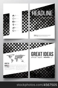 Set of business templates for brochure, magazine, flyer, booklet or annual report. Abstract polygonal background, modern stylish square design silver vector texture.