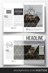 Set of business templates for brochure, magazine, flyer, booklet or annual report. Polygonal background, blurred image, urban landscape, Paris cityscape, modern triangular vector texture.