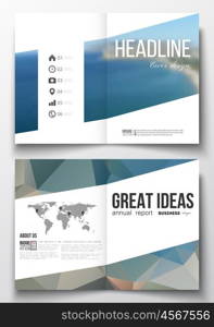 Set of business templates for brochure, magazine, flyer, booklet or annual report. Colorful polygonal backdrop, blurred background, sea landscape, modern triangle vector texture.