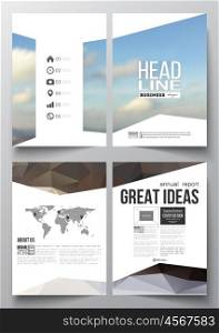 Set of business templates for brochure, magazine, flyer, booklet or annual report. Abstract colorful polygonal backdrop, blurred background, natural landscape, modern stylish triangle vector texture.