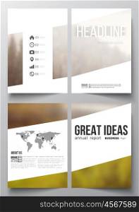 Set of business templates for brochure, magazine, flyer, booklet or annual report. Colorful backdrop, blurred natural background, modern stylish vector texture.