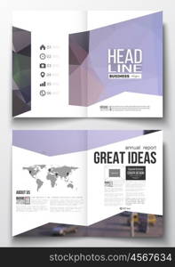 Set of business templates for brochure, magazine, flyer, booklet or annual report. Polygonal background, blurred image, urban landscape, modern stylish triangular vector texture.