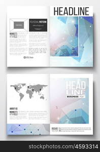 Set of business templates for brochure, magazine, flyer, booklet or annual report. Abstract colorful polygonal background, modern stylish triangle vector texture.