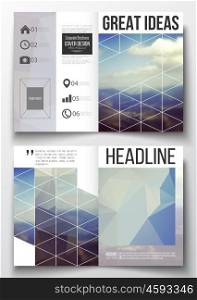 Set of business templates for brochure, magazine, flyer, booklet or annual report. Abstract colorful polygonal backdrop, blurred background, mountain landscape, modern stylish triangle vector texture. Set of business templates for brochure, magazine, flyer, booklet or annual report. Abstract colorful polygonal backdrop, blurred background, mountain landscape, modern stylish triangle vector texture.