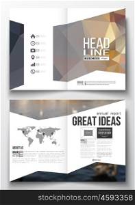 Set of business templates for brochure, magazine, flyer, booklet or annual report. Polygonal background, blurred image, modern stylish triangular vector texture.