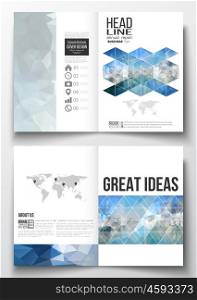 Set of business templates for brochure, magazine, flyer, booklet or annual report. Abstract blue polygonal background, colorful backdrop, modern stylish vector texture.