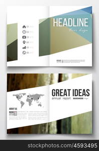 Set of business templates for brochure, magazine, flyer, booklet or annual report. Colorful polygonal backdrop, blurred background, natural landscape, modern stylish triangle vector texture.