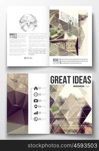 Set of business templates for brochure, magazine, flyer, booklet or annual report. Polygonal background, blurred image. Modern triangular vector texture.