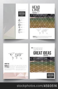 Set of business templates for brochure, magazine, flyer, booklet or annual report. Colorful polygonal backdrop, blurred natural background, modern stylish triangle vector texture.