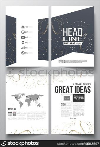 Set of business templates for brochure, magazine, flyer, booklet or annual report. Abstract polygonal low poly backdrop with connecting dots and lines, connection structure. Digital or science vector