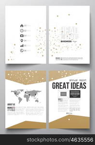 Set of business templates for brochure, magazine, flyer, booklet or annual report. Abstract polygonal low poly backdrop with connecting dots and lines, connection structure. Digital or science vector