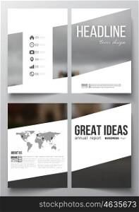 Set of business templates for brochure, magazine, flyer, booklet or annual report. Blurred image, urban landscape, modern vector template.