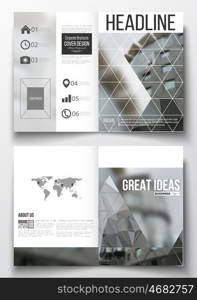 Set of business templates for brochure, magazine, flyer, booklet or annual report. Polygonal background, blurred image, urban landscape, modern stylish triangular vector texture.