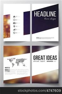 Set of business templates for brochure, magazine, flyer, booklet or annual report. Colorful background, blurred image, night city landscape, festive cityscape.