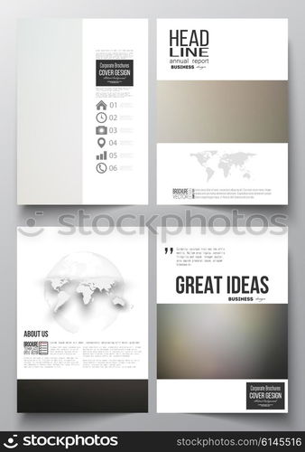 Set of business templates for brochure, magazine, flyer, booklet or annual report. Abstract blurred background, modern stylish dark vector texture.