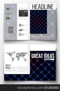 Set of business templates for brochure, magazine, flyer, booklet or annual report. Abstract polygonal background, modern stylish sguare vector texture.