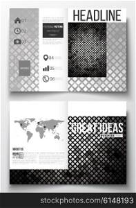 Set of business templates for brochure, magazine, flyer, booklet or annual report. Abstract polygonal background, modern stylish sguare design silver vector texture.
