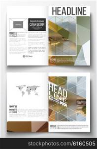 Set of business templates for brochure, magazine, flyer, booklet or annual report. Abstract colorful polygonal backdrop, blurred background, nature landscape, modern stylish triangle vector texture.