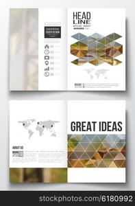 Set of business templates for brochure, magazine, flyer, booklet or annual report. Colorful polygonal backdrop, blurred background, modern stylish triangle vector texture.