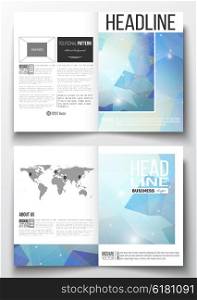 Set of business templates for brochure, magazine, flyer, booklet or annual report. Abstract colorful polygonal background, modern stylish triangle vector texture.