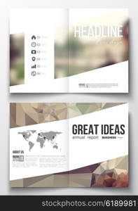 Set of business templates for brochure, magazine, flyer, booklet or annual report. Polygonal background, blurred image. Modern triangular vector texture.