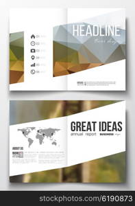 Set of business templates for brochure, magazine, flyer, booklet or annual report. Colorful polygonal backdrop, blurred background, modern stylish triangle vector texture.