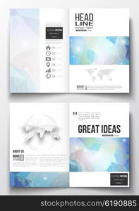 Set of business templates for brochure, magazine, flyer, booklet or annual report. Abstract colorful polygonal background, modern stylish triangle vector texture.