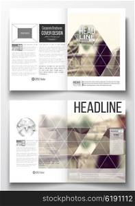 Set of business templates for brochure, magazine, flyer, booklet or annual report. Polygonal background, blurred image. Modern triangular vector texture.